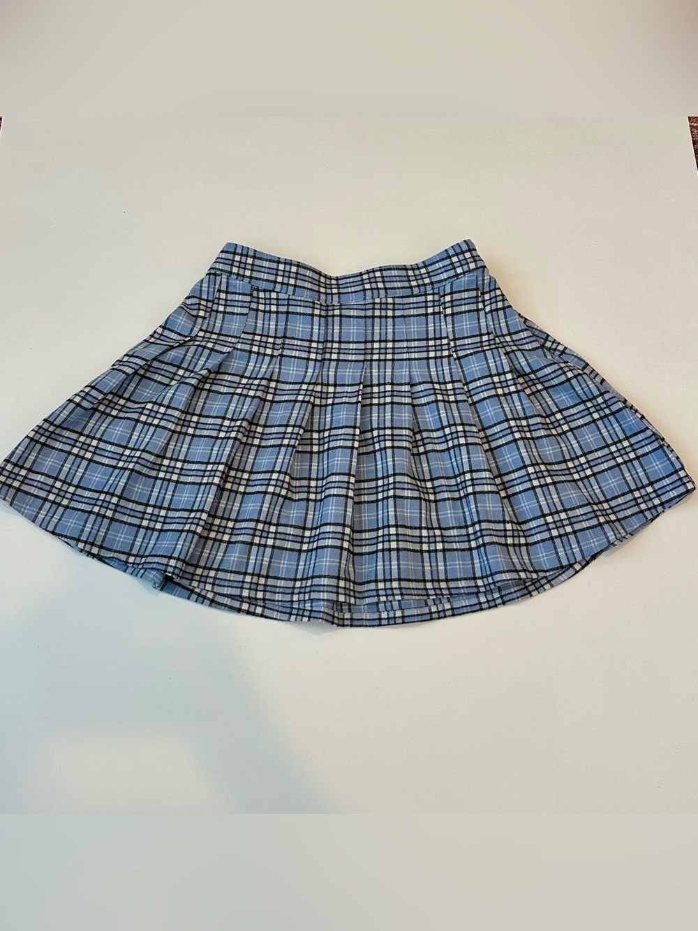 Hollister Ultra High-Rise Plaid Pleated Mini Skirt Light Blue Size S